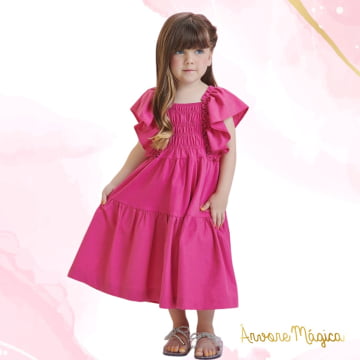Vestido Infantil Animê Rosa Pink