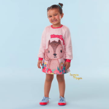 Vestido Infantil Esquilo Mon Sucré Vestido Infantil Esquilo Mon Sucré