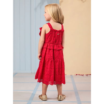 Vestido Infantil Laise Vermelho Laços Animê