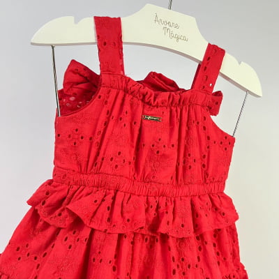 Vestido Infantil Laise Vermelho Laços Animê