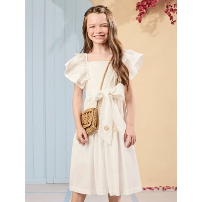 Vestido Infantil Maitê Off White Babados Animê