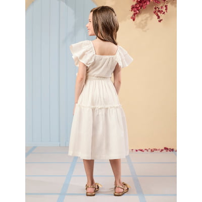 Vestido Infantil Maitê Off White Babados Animê