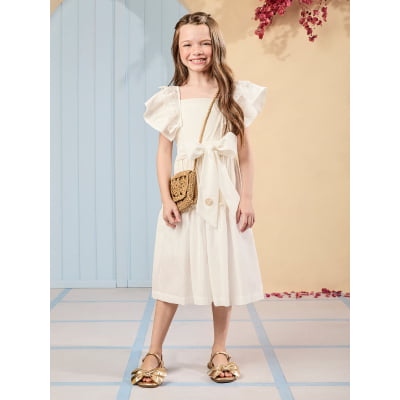 Vestido Infantil Maitê Off White Babados Animê