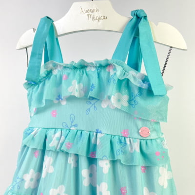  Vestido Infantil Málagah Azul Flores