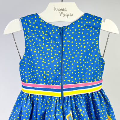 Vestido Infantil Málagah Azul Poás & Borboletas