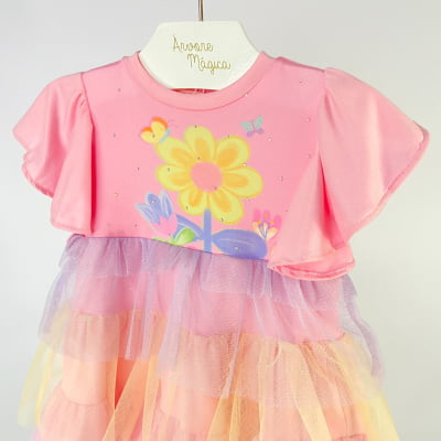 Vestido Infantil Málagah Candy Colors Tule Glitter