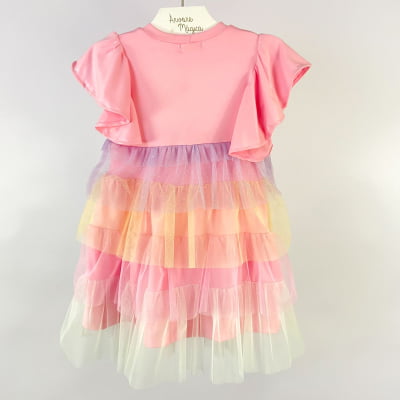 Vestido Infantil Málagah Candy Colors Tule Glitter