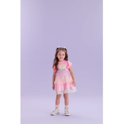 Vestido Infantil Málagah Candy Colors Tule Glitter