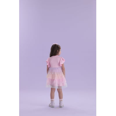 Vestido Infantil Málagah Candy Colors Tule Glitter