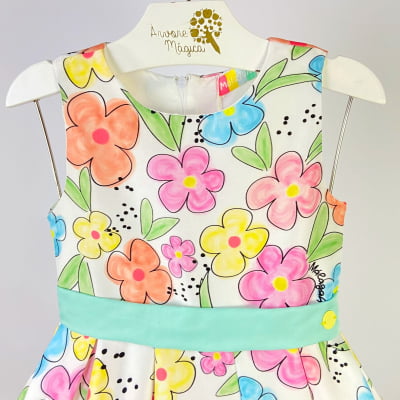 Vestido Infantil Málagah Flores de Verão