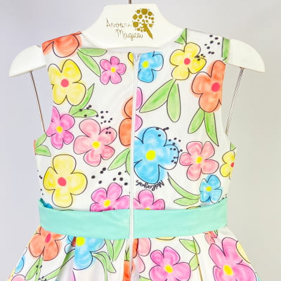 Vestido Infantil Málagah Flores de Verão