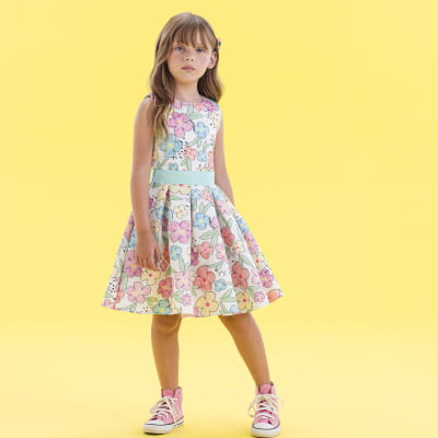 Vestido Infantil Málagah Flores de Verão