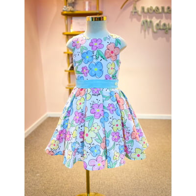 Vestido Infantil Málagah Flores de Verão