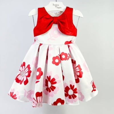 Vestido Infantil Málagah Flores Vermelhas