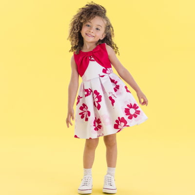 Vestido Infantil Málagah Flores Vermelhas