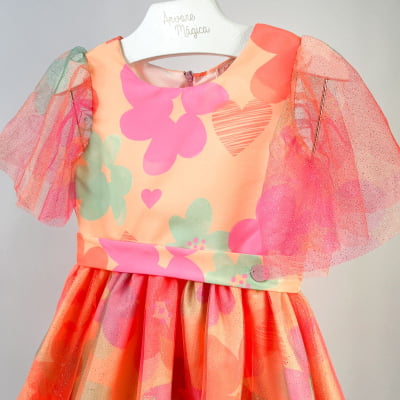 Vestido Infantil Málagah Flowers Neon