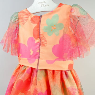 Vestido Infantil Málagah Flowers Neon