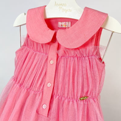 Vestido Infantil Málagah Golinha Rosa Brilhos