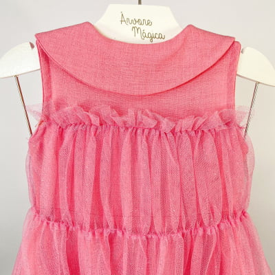 Vestido Infantil Málagah Golinha Rosa Brilhos