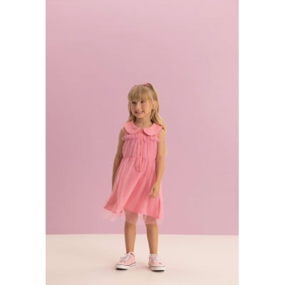 Vestido Infantil Málagah Golinha Rosa Brilhos