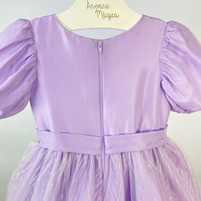 Vestido Infantil Málagah Lilás Saia Tule Furta-Cor