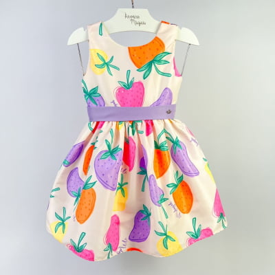 Vestido Infantil Málagah Moranguinhos Neon