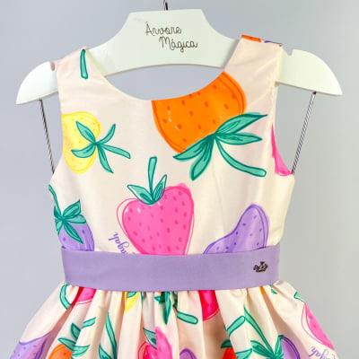 Vestido Infantil Málagah Moranguinhos Neon