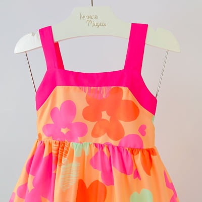 Vestido Infantil Málagah Neon Flores de Verão