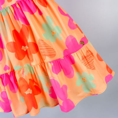 Vestido Infantil Málagah Neon Flores de Verão