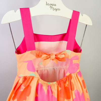 Vestido Infantil Málagah Neon Flores de Verão