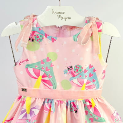 Vestido Infantil Málagah Rosa Cogumelos 