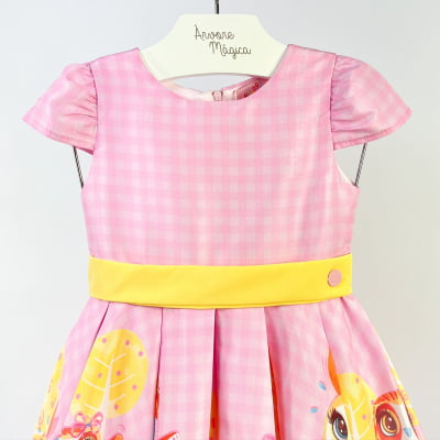 Vestido Infantil Málagah Rosa Corujinhas