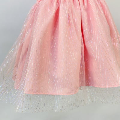 Vestido Infantil Málagah Rosa Saia Tule Furta-Cor