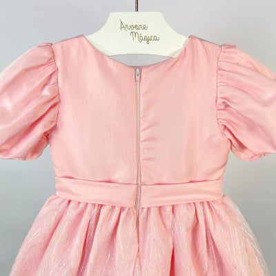 Vestido Infantil Málagah Rosa Saia Tule Furta-Cor