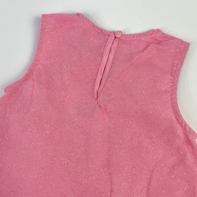 Vestido Infantil Málagah Rosa Tule Glitter Com Bolsinha