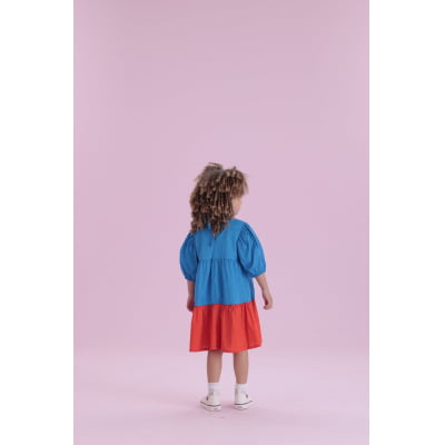 Vestido Infantil Málagah Três Marias Azul & Vermelho