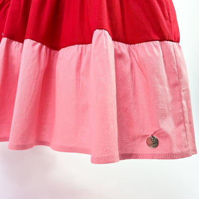 Vestido Infantil Málagah Três Marias Vermelho & Rosa