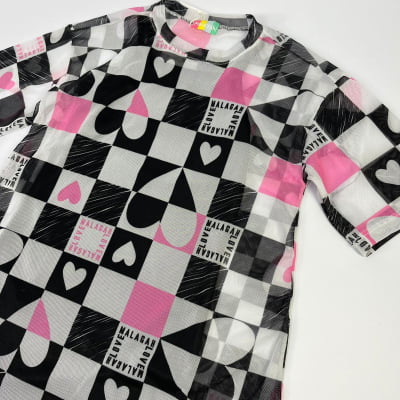 Vestido Infantil Málagah Tule Corações 2 Peças