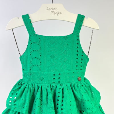 Vestido Infantil Málagah Verde Babados