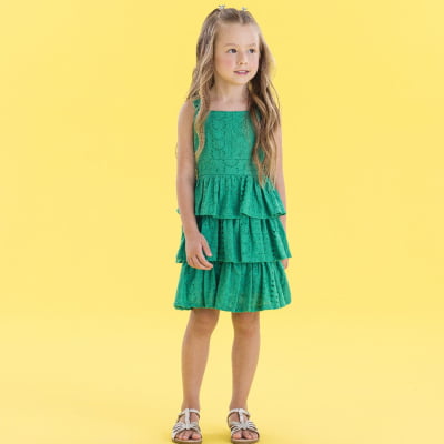 Vestido Infantil Málagah Verde Babados