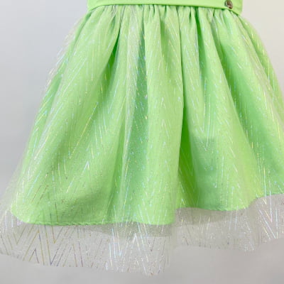 Vestido Infantil Málagah Verde Saia Tule Furta-Cor