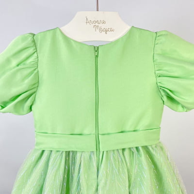 Vestido Infantil Málagah Verde Saia Tule Furta-Cor