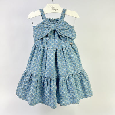 Vestido Infantil Momi Chambray Laço