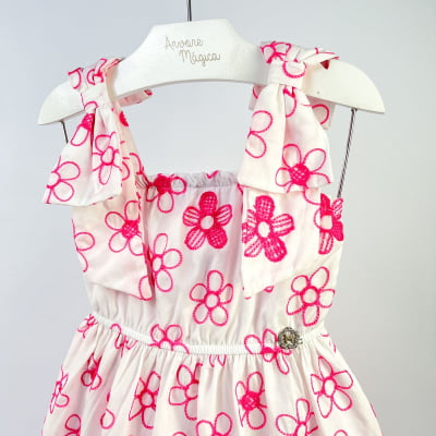 Vestido Infantil Momi Flores Bordadas Laços