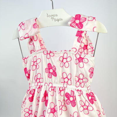 Vestido Infantil Momi Flores Bordadas Laços