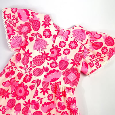 Vestido Infantil Momi Flores Rosa Neon