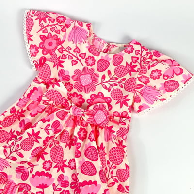 Vestido Infantil Momi Flores Rosa Neon