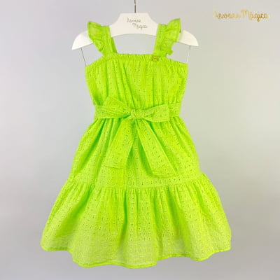 Vestido Infantil Momi Laise Verde  Laço