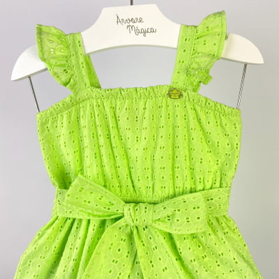 Vestido Infantil Momi Laise Verde  Laço