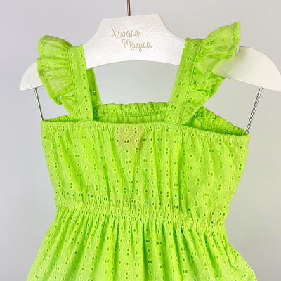 Vestido Infantil Momi Laise Verde  Laço